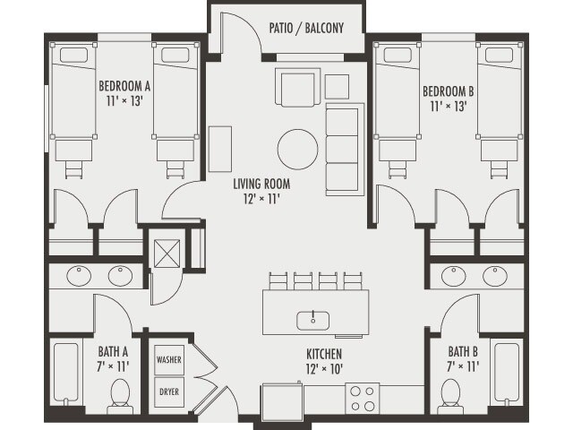 Unit Shared Bedroom Shared Bedroom floor plan
